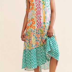 Anthropologie Mixed Print Button Down dress- Medium